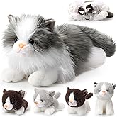 HyDren 5 Pcs Realistic Ragdoll Cat Stuffed Animal, 17.75 Inches Large Ragdoll Cat Mommy Plush with 4 Cute Babies Soft Plush Kittens Set for Girls Boys Birthday Party Favors(Grey)