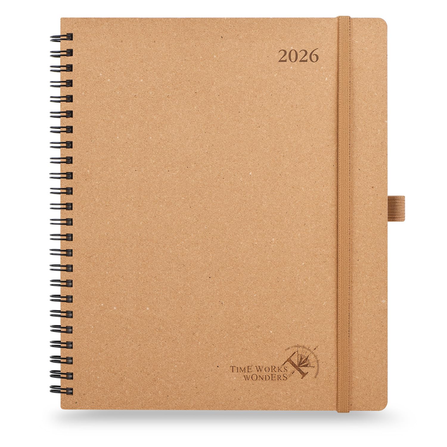 Photo 1 of POPRUN 2026 Planner - 2026 Recycled Weekly Planner [Italian Regenrated Leather - Medium Size 8.5'' x 10.5''] - 2026 Weekly Planner with Hourly Schedule, Monthly Tabs-26-WERK7-DST - Desert Brown