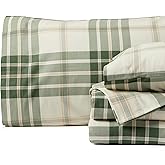Springtree Home Luxury Portuguese Flannel Sheets | Queen Size Flannel Sheets | 100% Cotton | Ultra-Soft, Warm & Breathable Sheet Set | Deep Pocket, Durable & Cozy Winter Sheet Set | Plaid - Forest