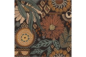 HAOKHOME Wallpaper Peel and Stick Floral Boho Brown/PeachPuff/Green Retro Wall Decor Bathroom Removable Mural 17.7in x 9.8ft