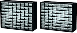 Akro-Mils 10164 64 Drawer Plastic Parts Storage Hardware and Craft Cabinet, 20-Inch by 16-Inch by 6-1/2-Inch, Black (Pack of 2)