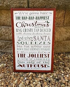 wonbye Wood Hanging Sign Christmas Vacation Sign National Lampoon Griswold Christmas Movie Quote Home Theater Sign