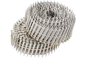 kimllier 3600 Count Coil Siding Nail Full Round Head Wire Collated Coil 15-Degree 1-3/4-Inch x .090-Inch Ring Shank 304 Stainless Steel