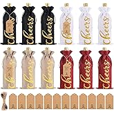 12 Pack Christmas Burlap Linen Wine Bags Wine Wrapping Bags with Drawstring Wine Bags for Wine Bottles Cover for Christmas Wedding Birthday Holiday Party Supplies(Multicolored with Gold Letter)