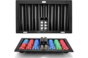 Pumtus Poker Chip Tray Holder, Heavy Duty ABS Plastic Poker Chip & Card Rack, Black Casino Table Chip Case Insert, Sturdy Sta