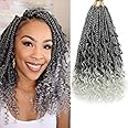 Flagship Goddess Box Braids Crochet Hair for Black Women,10 Inch 9 Packs Goddess Crochet Braids Boho Crochet Box Braids with Curly Ends,Bohomian Pre looped Box Braids Crochet Hair-Tgray