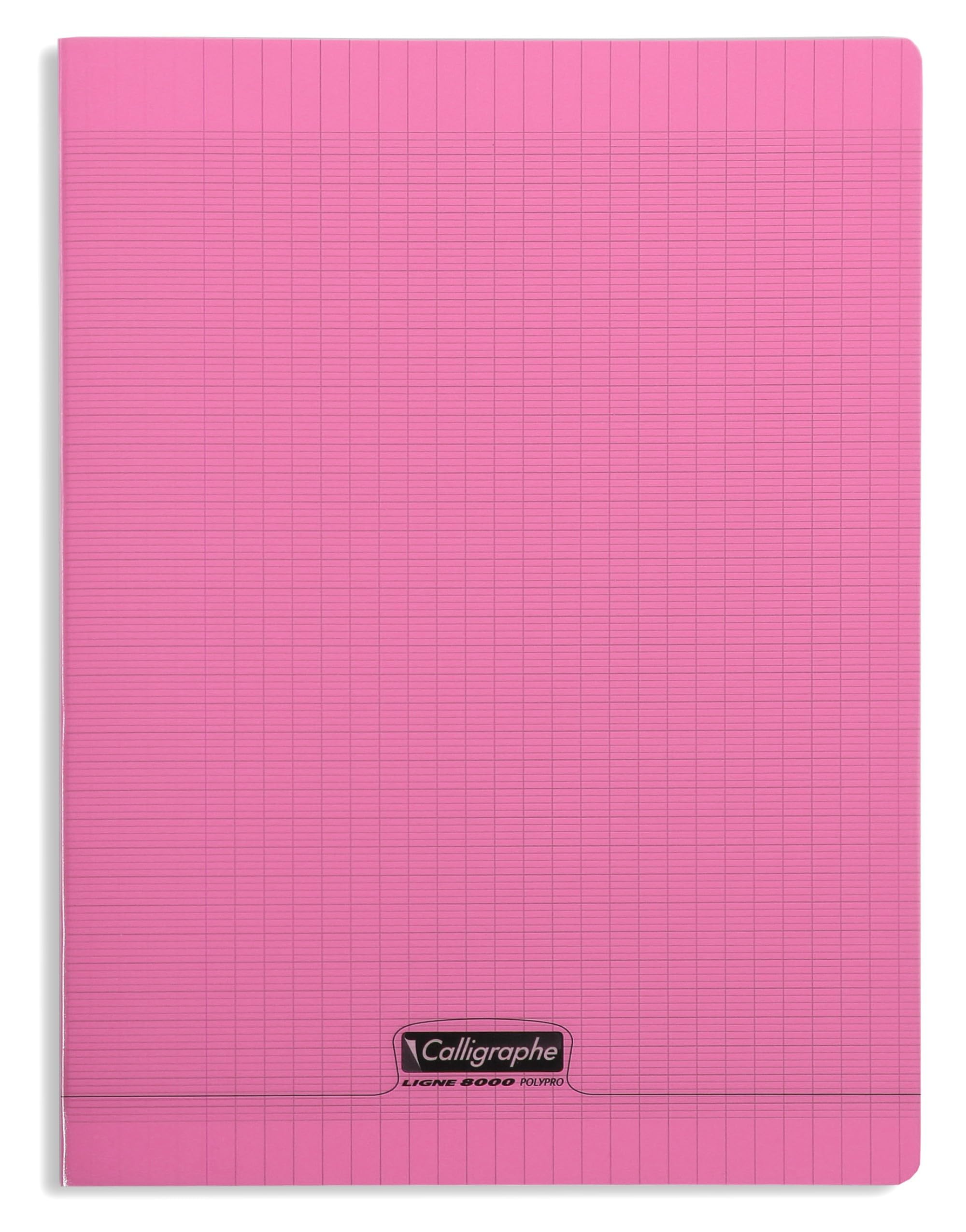 Calligrapher 18181C A Pink Stapled Notebook (a Clairefontaine Brand) - 24x32 cm - 96 Seyes TriColoure Pages - 90 g White Paper - Transparent Polypro Cover