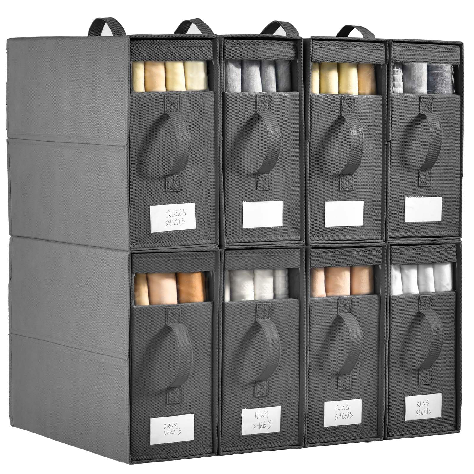 Bed Sheet Organizers and Storage,8 Pack Linen Closet Organizers and Storage, Foldable Bedding Storage for Bedsheets,