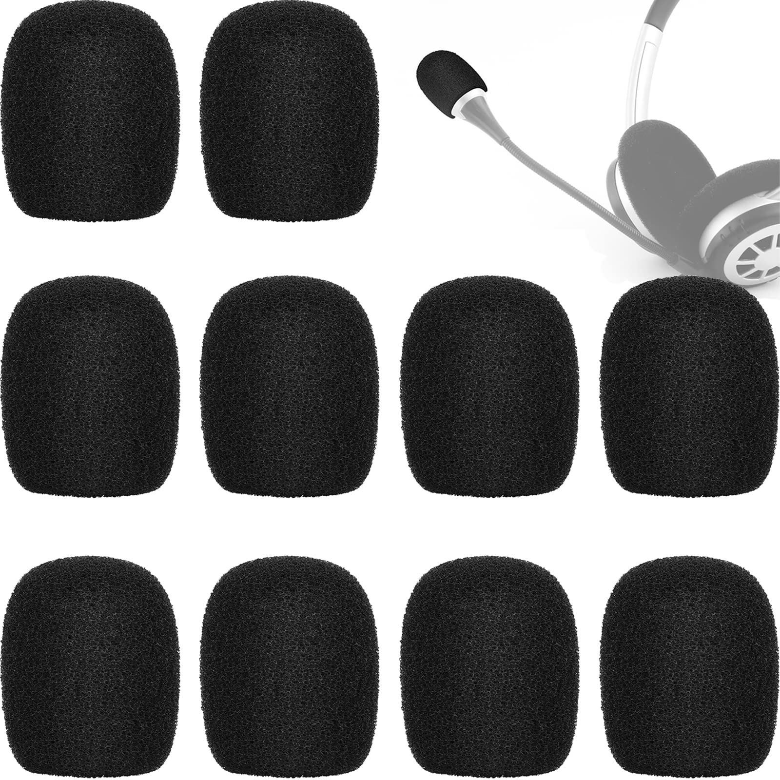 Mini Microphone Headset 10 Pack ChromLives Lapel Headset Microphone Windscreens Foam Covers Microphone Covers Mini Size Color Black