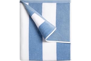 cabanana Large Oversized Beach Towel - 35 x 70 Inch Cotton Pool Towel, Blue Striped Soft Cabana Swim Towel