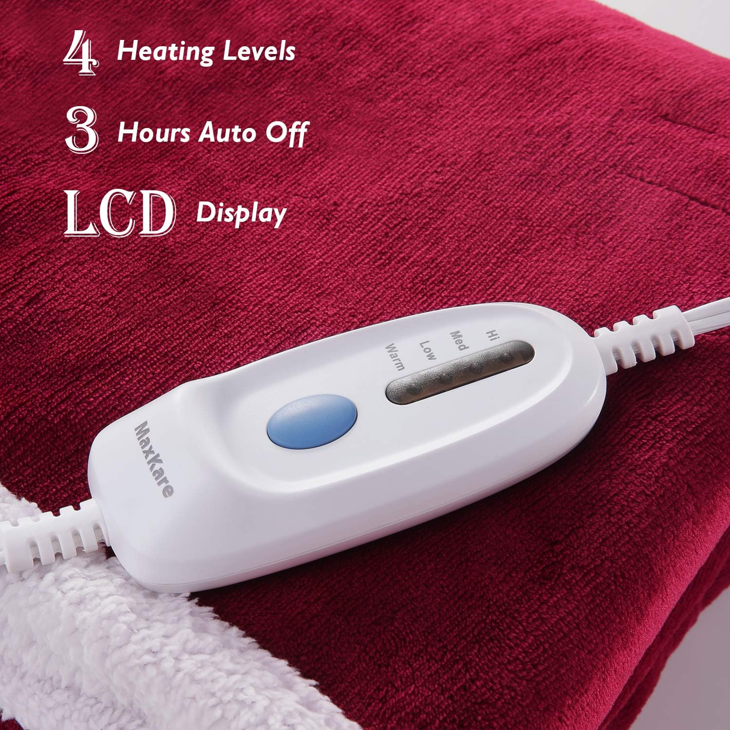 Electric Blanket Heated Throw Fast Heating Blanket Flannel & Sherpa Reversible 50" x 60" with 3 Hours Auto Off & 4 Temperature Settings, ETL Certification, Bed Sofa Use & Machine Washable: Home & Kitchen