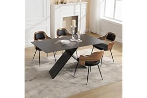 Dining Chairs Set of 4, Mid Century Modern Kitchen Dining Room Chairs, Upholstered PU Leather with Walnut Bentwood Back and M