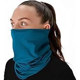 CheshKit Organic Cotton Neck Gaiter Face Mask Bandana for Dust Wind Sun Protection Men Women - Face Scarf for Outdoor Activities (Blue Grass, Small, 2 Pack)