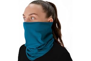 CheshKit Organic Cotton Neck Gaiter Face Mask Bandana for Dust Wind Sun Protection Men Women - Face Scarf for Outdoor Activities (Blue Grass, Small, 2 Pack)