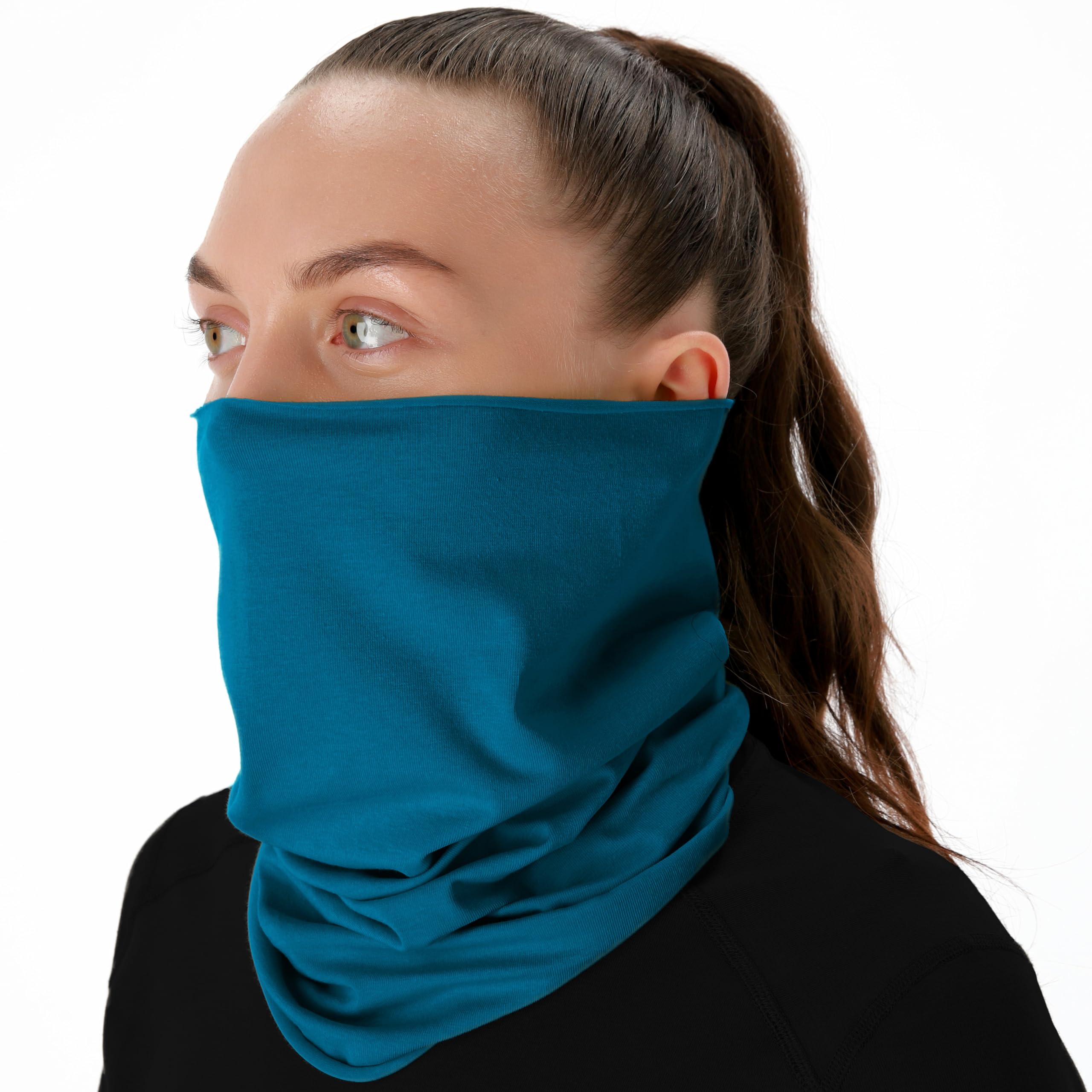 Photo 1 of CheshKit Organic Cotton Neck Gaiter Face Mask Bandana for Dust Wind Sun Protection Men Women - Face Scarf for Outdoor Activities (Blue Grass, Small, 2 Pack)