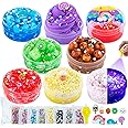 Slime Variety Pack Different Textures, 8 x 100ml Slimes Kit Includes Rainbow Cloud, Butter, Clear, Glow in The Dark Slime, Slimes Party Favors for Kids, Birthday Easter Halloween Boys & Girls Gift