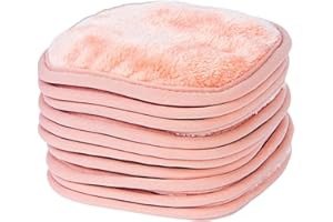 Eurow Reusable Makeup Remover Cloths, Soft Microfiber Face Towels for All Skin Types, Chemical-Free, Protective, Machine Washable, Gentle & Effective Facial Cleansing, 5"x5", Coral, 10-Pack