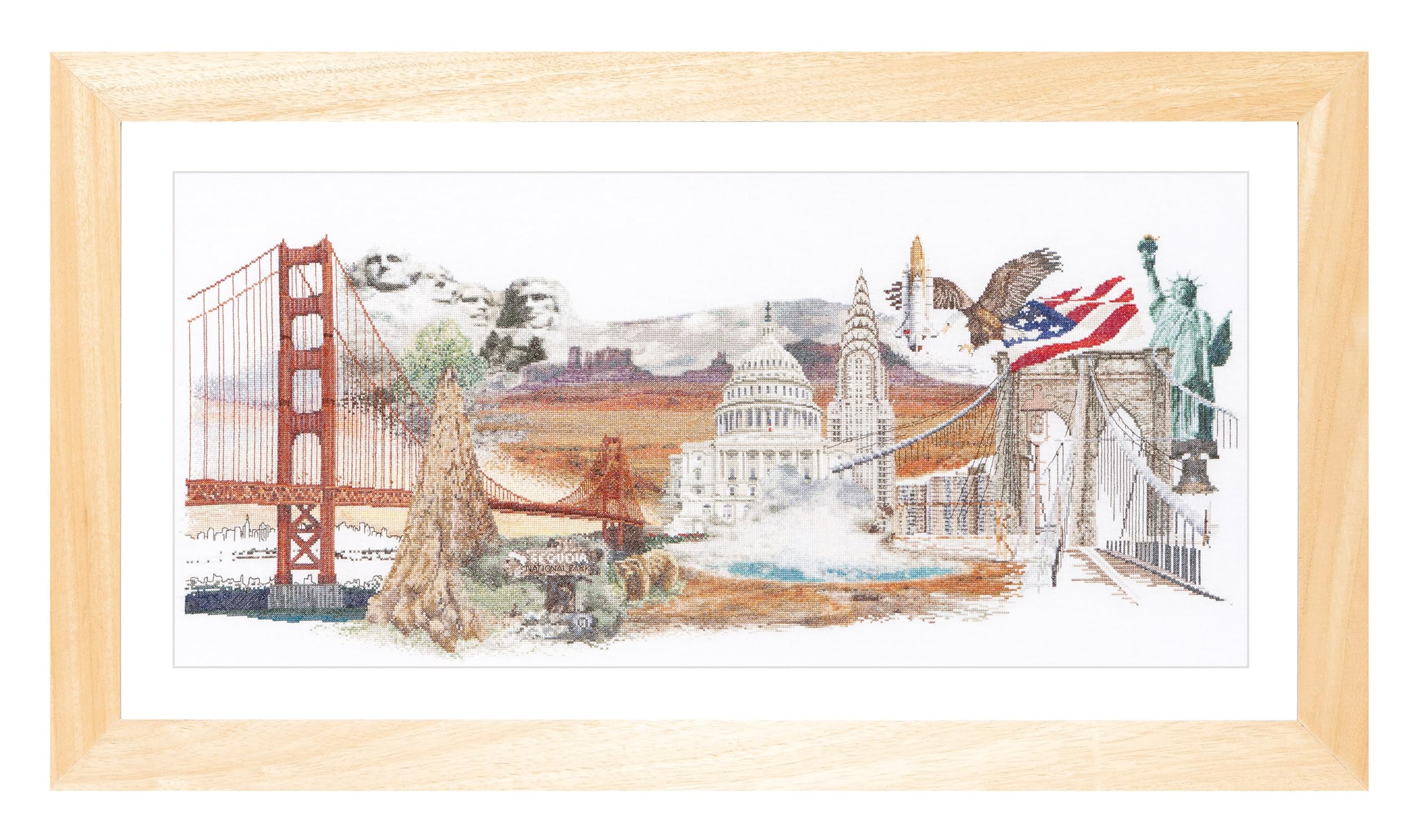 Thea Gouverneur - Counted Cross Stitch Kit - America - Aida - 18 Count - Embroidery Kit for Adults - DMC Embroidery Threads and Other Cross Stitch Supplies Included - 544A โ image 1