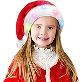 tgosomt Santa Hat with LED Lights, Flashing Santa Hat for Adults & Kids Christmas Gifts