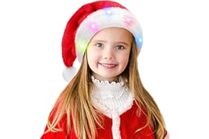 tgosomt Santa Hat with LED Lights, Flashing Santa Hat for Adults & Kids Christmas Gifts