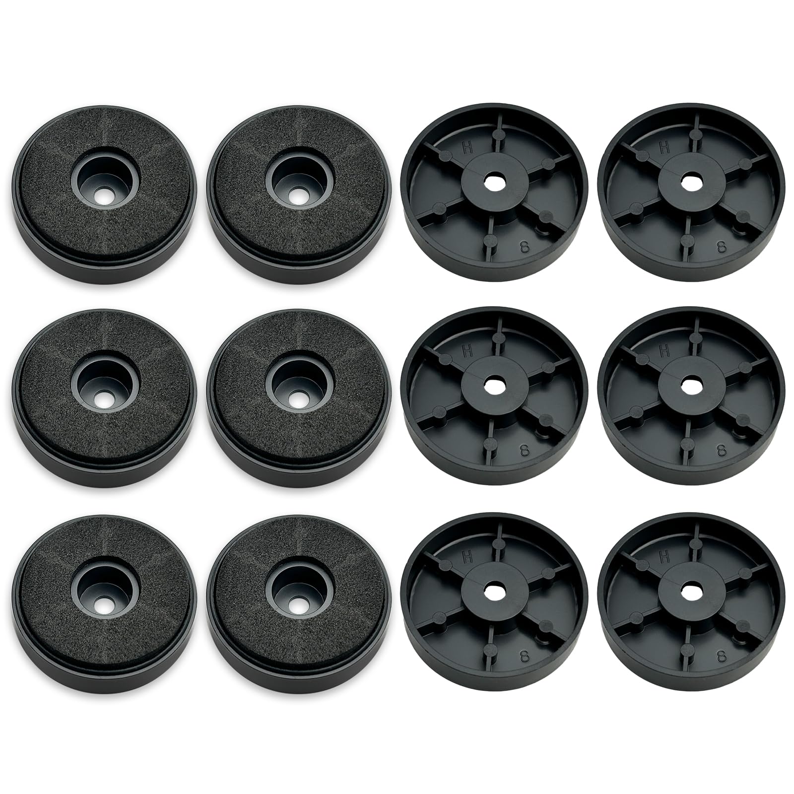 12pcs Speaker Shock Absorber Feet, 40x10mm Speaker Insulation Pad Non-Slip Rubber Dampers, for Audio, Speakers, Subwoofer, Home Cinema, HIFI Devices (Black)