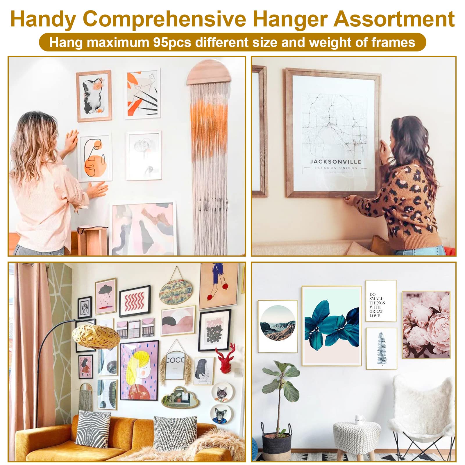 MAPVOLUT 372 PCS Picture Hanging Kit, Christmas Decorations Indoor Outside Picture Hangers, Heavy Duty Picture Frame Mirror Wall Hanging Hardware Hooks Kit with Nails Sawtooth for Hanging Picture