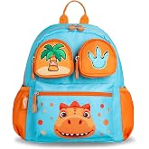 Livzen Blue Dinosaur Toddler Backpack, 12-inch, for Boys and Girls