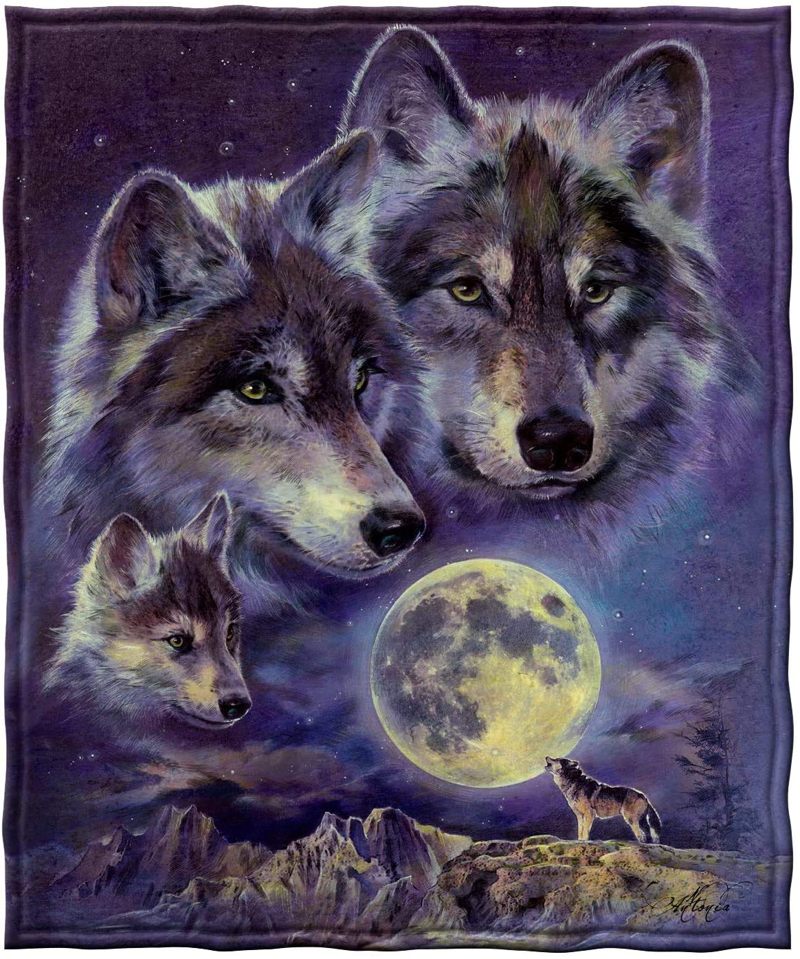 POLERO Soft Flannel Throw Blanket for Beds Double Fuzzy Fleece Blankets Throw for Living Room Adults Kids, Wolf Print (200x150cm) — image 1