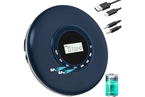 Greadio Portable CD Player for Car, Personal Discman CD Player with Anti-Skip, 1000mAh Rechargeable CD Players for Home, Play