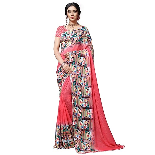 Kashvi sarees Georgette with Blouse Piece Saree (1515_Multicoloured_One Size)