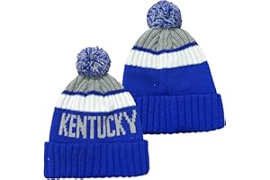 Ofxxu College Team Color Beanie - Fashion Knit Pom-Pom Hat Soft Headwear Cuffed Winter Hat Sport Fans Gift for Men Women Kids