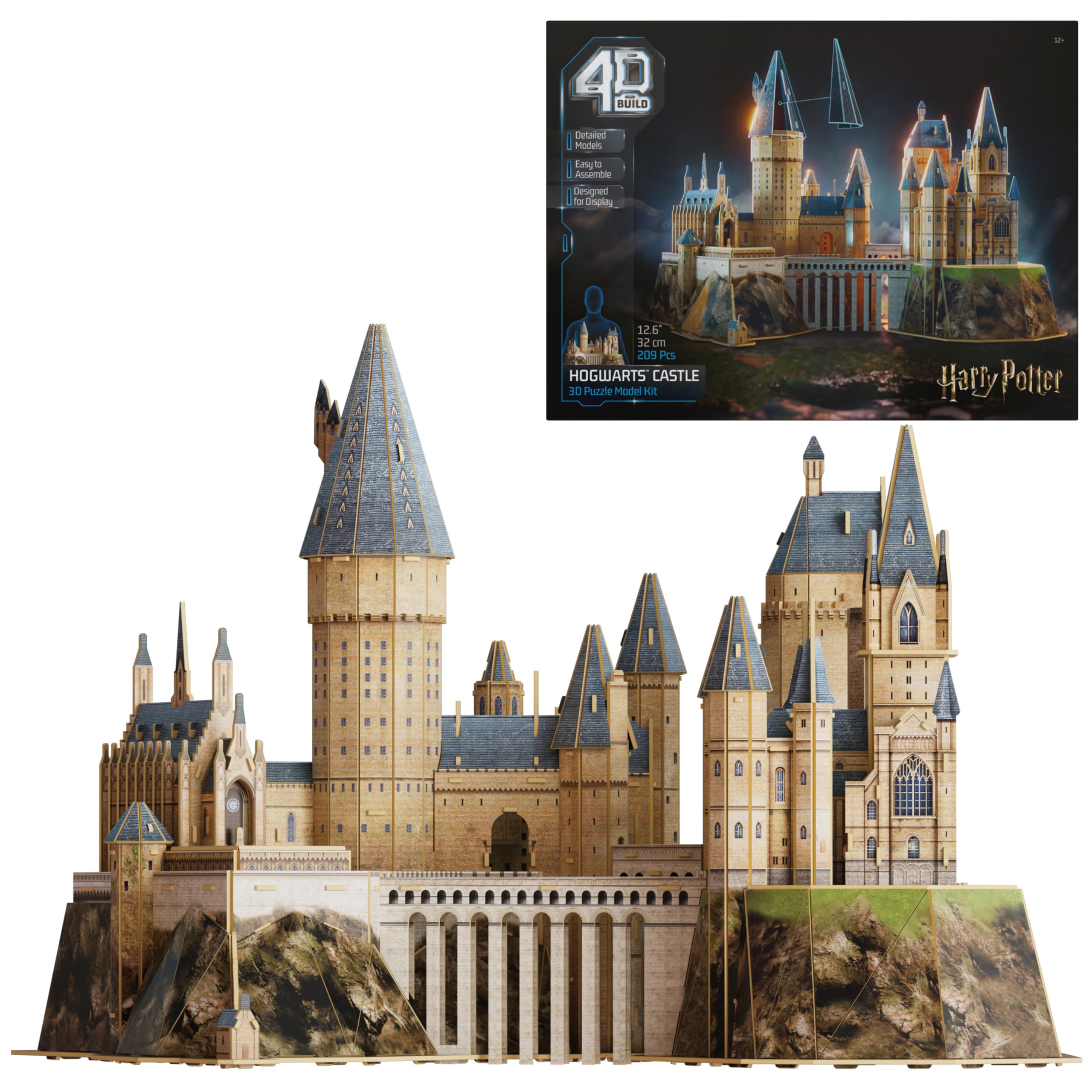 4D Build, Harry Potter Hogwarts Castle 3D Puzzle Model Kit 209 Pcs | Harry Potter Gifts Desk Decor | Building Toys | 3D Puzzles for Adults & Teens 12+
