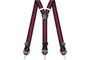 Kohentact Suspenders for Men with Clip & 6 Buttons 1.4in Y-Shape Stainless Steel