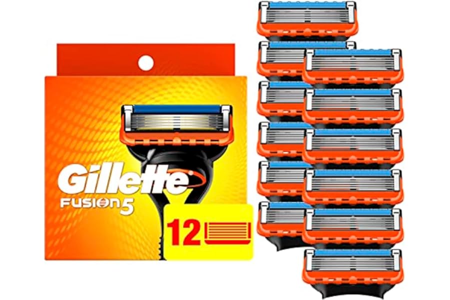 Gillette Fusion5 Razor Blade Refills for men- 12 Count – 5-Bladed with Lubrication Strip and Precision Trimmer