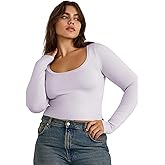 Organic Basics Womens Everyday Scoop Neck Long Sleeve Cropped Tee Shirt
