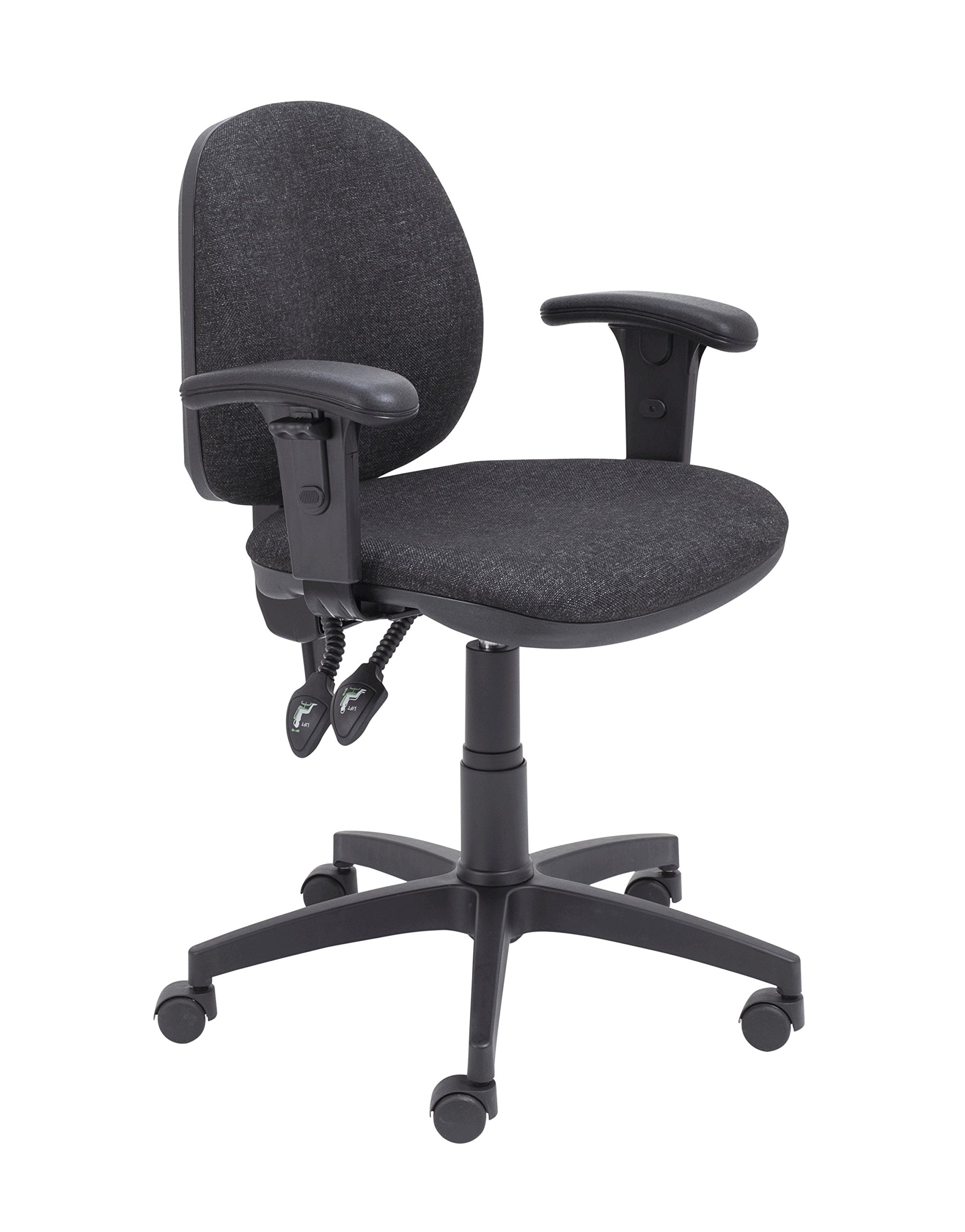 Office Hippo Mid Back Desk Chair, Swivel Office Chair For Home & Office With Height Adjustable Seat & Arms, Lumbar Support For Extra Comfort, Computer Chair For Daily Use - Charcoal Grey