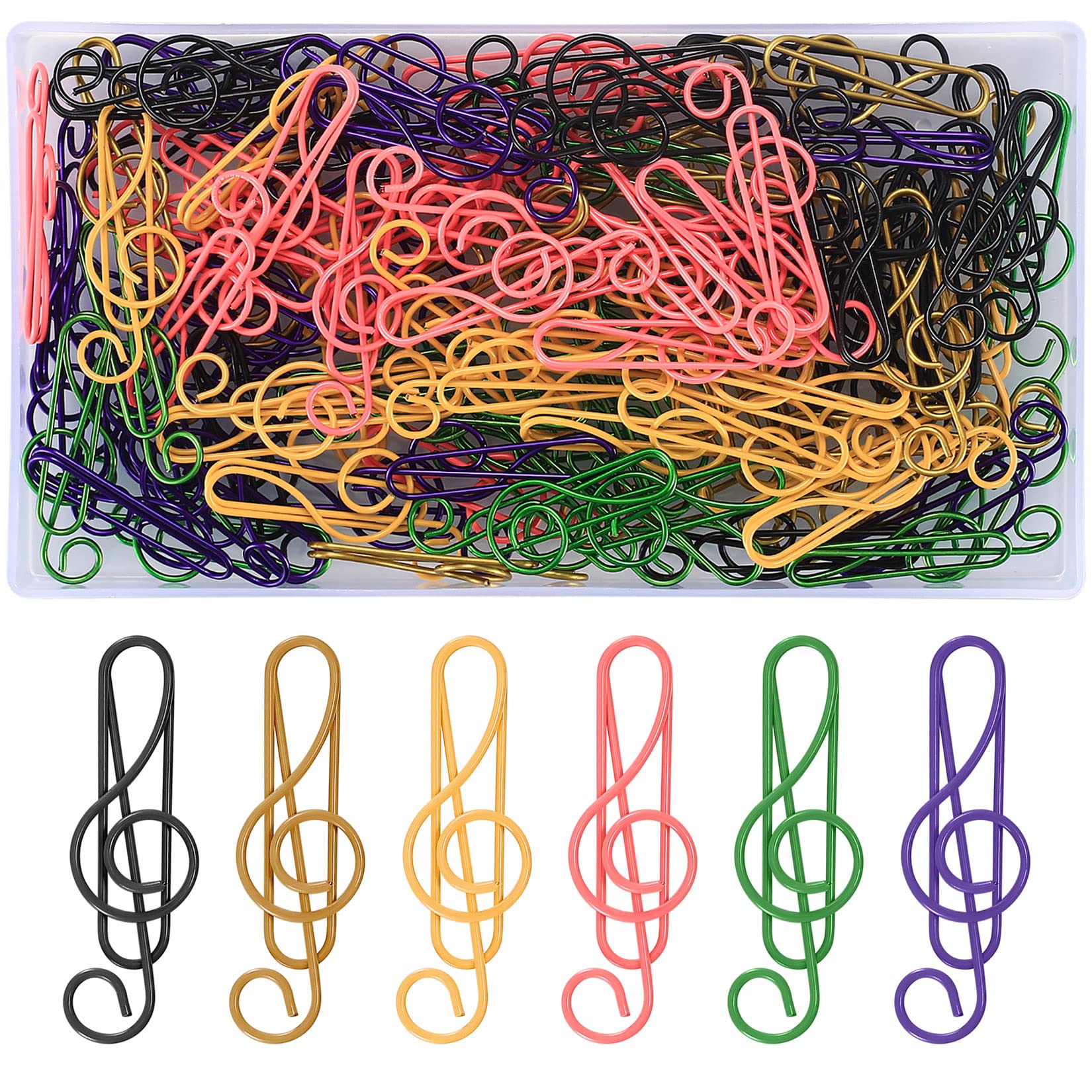 108 Pieces Musical Note Paper Clips, Multi-Coloured Metal Paper Clips for School, Office, Home, Documents