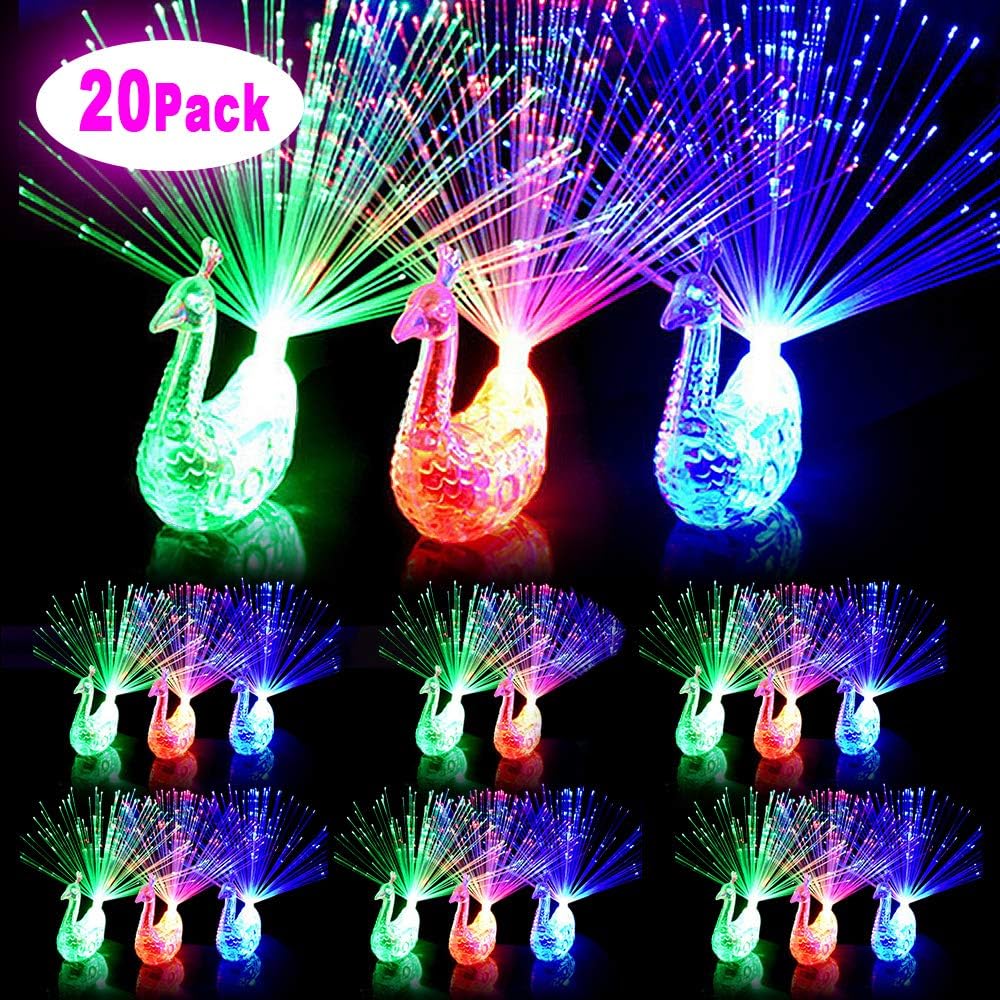 Yuccer Finger Lights for Kids LED Flashing Toys for Birthday Neon Party Disco Concert Glow In The Dark Party Favors 20 Piece