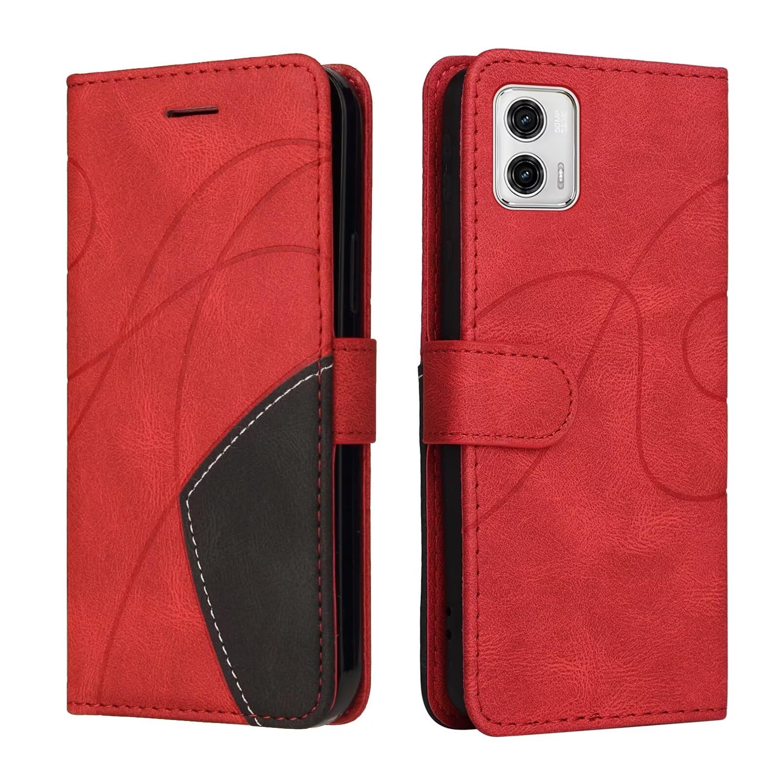 Lvnarery Motorola Moto G84 Case Protective Geometric Wallet Motorola Moto G84 Phone Case PU Leather Cover with Magnetic Closure Kickstand Bookstyle Folding Stand Silicone Bumper Card Holder Pouch Red — image 1
