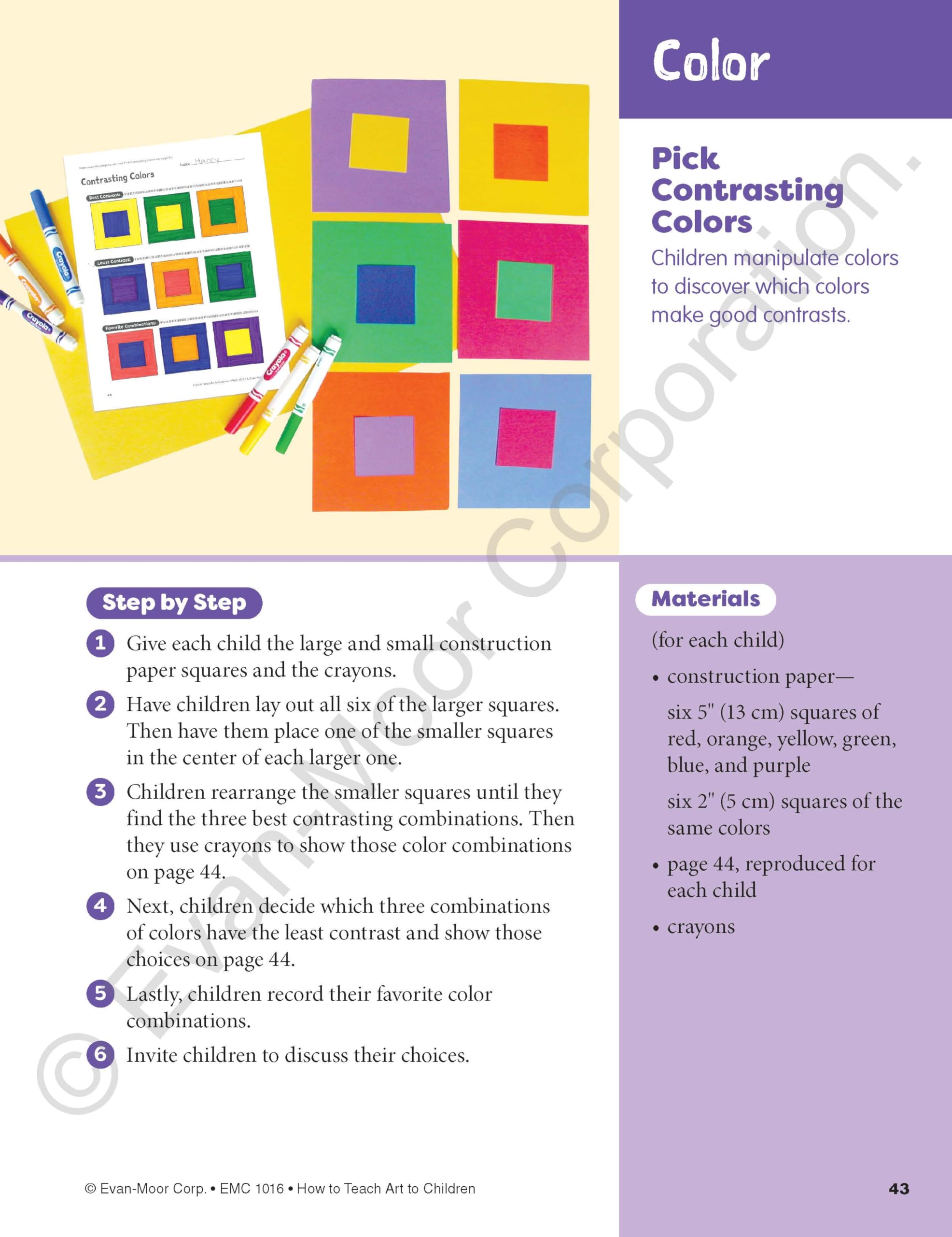 Evan-Moor How to Teach Art to Children, Grades 1-6, Learn and Use Elements of Art, Line, Shape, Color, Value, Texture, Form, & Space, Teaching Edition, Reproducible (Art Resources)