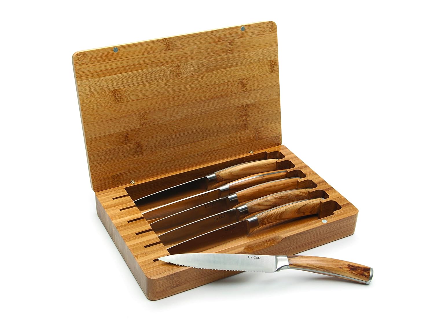 La Cote 6 Piece Steak Knives Set Japanese Stainless Steel Olive Wood