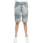 X RAY Baby Boys Toddler Shorts (2T - 4T), Elastic Waist Ripped Biker Moto Distressed Stretch Denim Short