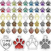 152 Pcs 4 Styles Dog Paw Print Charm Heart Shape Animal Footprint Pendant Hollow Dog Charms for Jewelry Making Antiqued Puppy Prints Charms Glitter Paw Bead for Jewelry Making DIY Necklace Bracelet