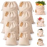 LEAFICO Muslin Cloth Bags with Drawstrings - Set of 8 (S, M, L, XL) - Reusable Natural Cotton Bags for Bulk Food Storage - Canvas Fabric Sachets