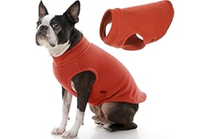 Gooby - Stretch Fleece Vest, Pullover Fleece Vest Jacket Sweater for Dogs, Pumpkin, Large Length (13")