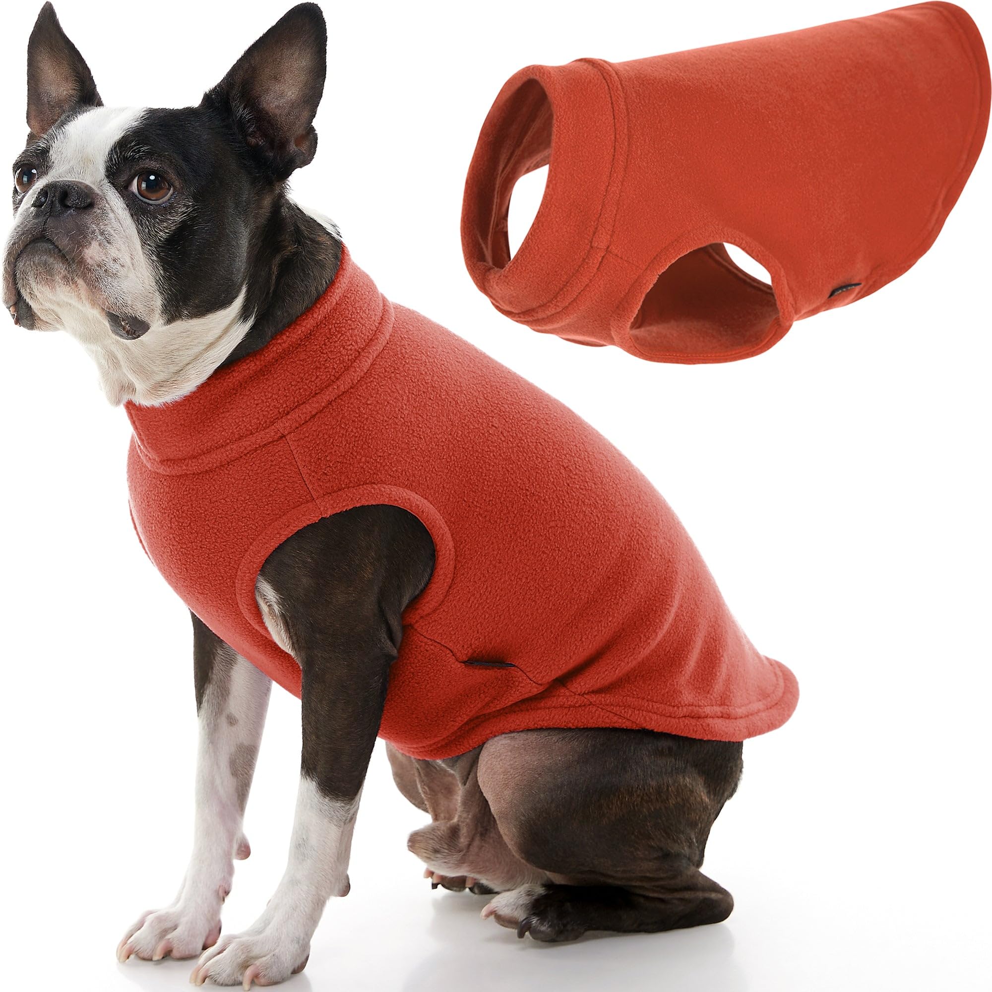 Gooby - Stretch fleece vest, pullover fleece vest jacket sweater for dogs, pumpkin, large length (13 inches)