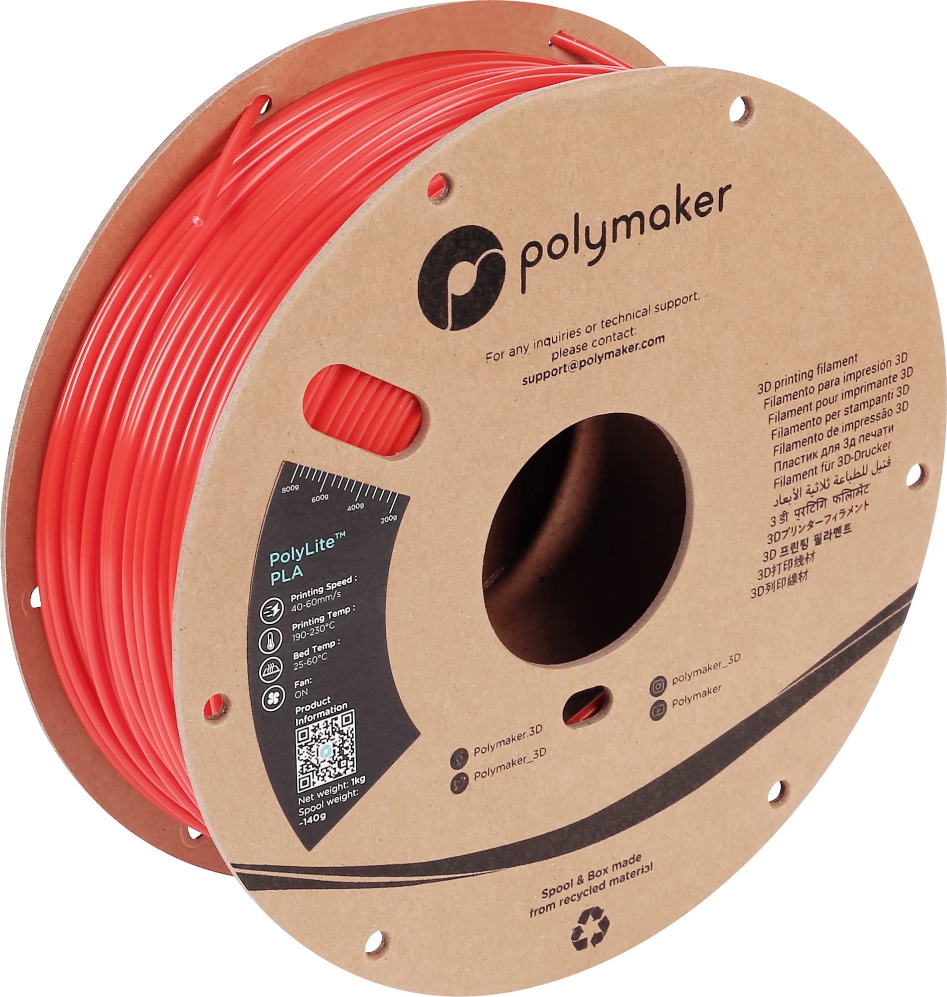 Photo 1 of Polymaker PLA Filament, Red 3D Printing PLA Filament 2.85mm 1kg - PolyLite 3D Printer PLA Filament, Dimensional Accuracy +/- 0.03mm, Compatible with Most 3D Printer, Red