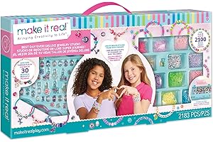 Make It Real: Best Day Ever! Deluxe Jewelry Studio - 2183pcs - DIY Craft Kit, Design & Make Over 30 Breacelets, Beads & Charms, Girls & Kids Ages 8+