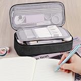 WEMATE Large Pencil Case Canvas 5 Compartments 9x4.3x2.4in Black view 6