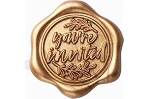 Yoption You're Invited Wax Seal Stickers, 50 Pack Envelope Seals Self Adhesive Gold for Wedding Party Birthday Christmas